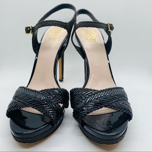 Vince Camuto Black Patent Leather 5” Platform Heels Size 8. Worn Once.